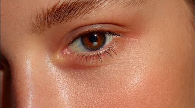 Beauty Cleansing Concept &ndash; Woman Wiping Skin and Cheek Close Up
