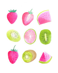 Watercolor Fresh Fruit Assortment Illustration