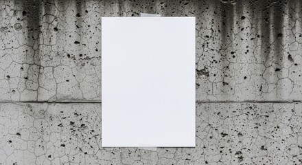 Clean white paper mounted on a rough concrete wall, offering ample copy space for your design showcase
