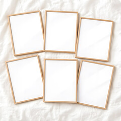 Six Frame Mockup Set on Fabric Background
