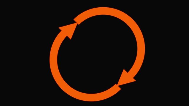Green circle arrow refresh icon, on a black background, with 4k video  animation.