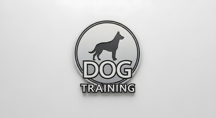 Obraz premium Dynamic Logo for Dog Training Business, Featuring Silhouette of a Dog within a Circular Emblem