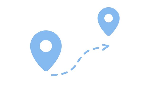 Route line two pins map connected