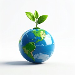 Obraz premium Earth globe with green plant growth symbolizing eco sustainability and global environment