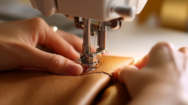 Craftsmanship in Upholstery: Hands Working on Armchair Fabric