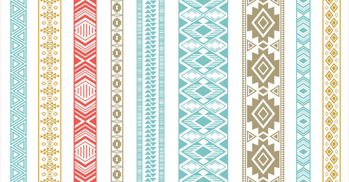 Lace border patterns vector set. Seamless edge elements. Vintage design. Needlework ribbons. Ukrainian folk patterns. Bridal dress apparel frills. Delicate tapes. Craft elements.