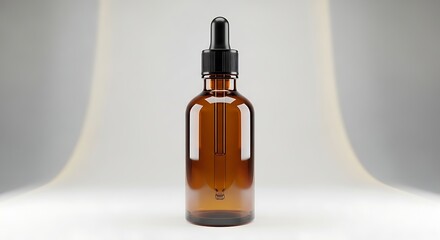 Fototapeta premium Brown glass dropper bottle on white background