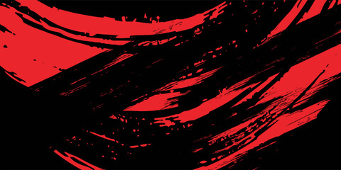 black red dragon decal brush fire volcano lava sakura Asia Japan anime style illustration sporty background banner style illustration. © Rohmatul