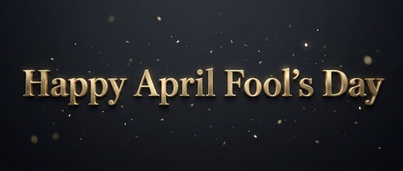 Luxury Gold Happy April Fool&rsquo;s Day Banner on Dark Background