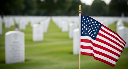 Memorial day tribute honoring fallen heroes in american cemeteries on memorial day