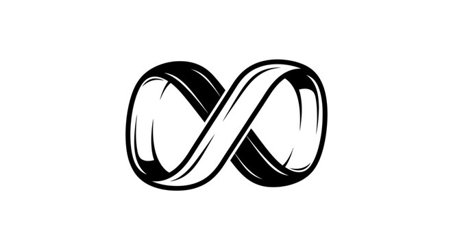 Infinity Symbol Black and White Illustration.
