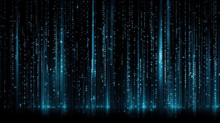 Cyan and blue numbers falling on dark screen