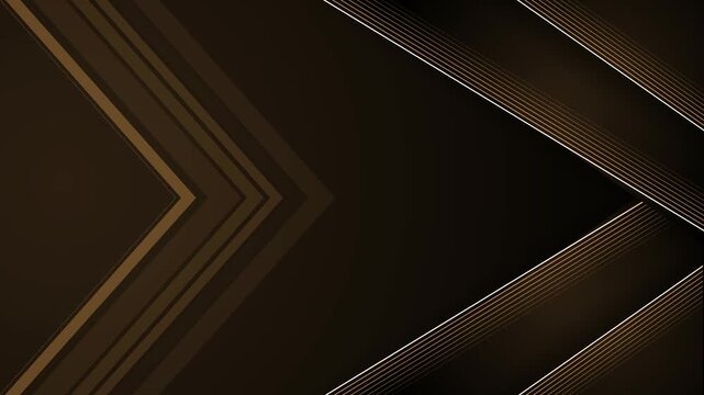 Dark geometric chevron background animation, Abstract background with layered chevrons on left and diagonal metallic-lined stripes on right