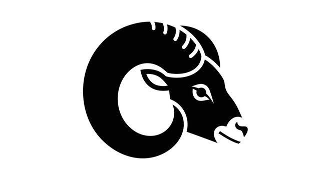 Black Silhouette of a Ram Head.