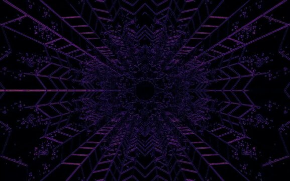 Neon tunnel vjloop motion background for seamless looping video screensaver at night