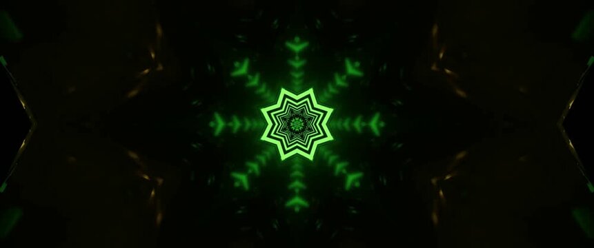 Explore the neon tunnel with vibrant shapes and patterns that create a thrilling visual experience in a seamless loop