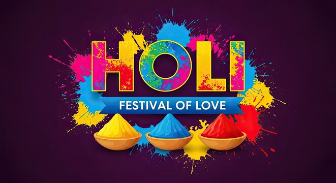 Vibrant holi festival of love celebration with colorful powders