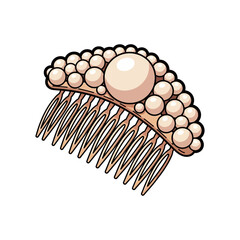Elegant hair comb adorned with large pearls and decorative teeth
