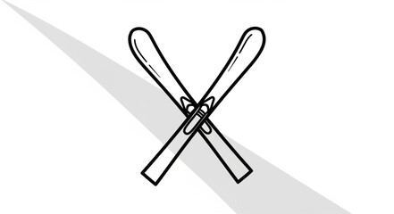 Obraz premium Crossed skis graphic illustration winter sport equipment.