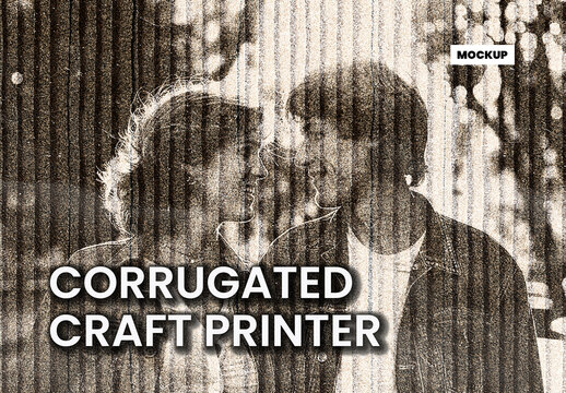 Corrugated Craft Printer Effect Mockup