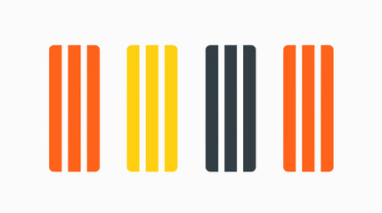 Obraz premium Colorful rectangles with rounded corners, each with three vertical stripes. The design is modern