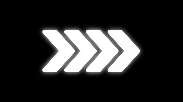 Glowing White Arrow Symbol on Dark Background with Gradient Effect for Modern U I and Digital glowing arrow