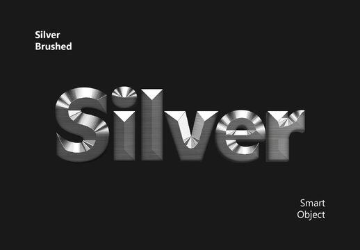 Faceted Metallic Silver Brushed Text Effect