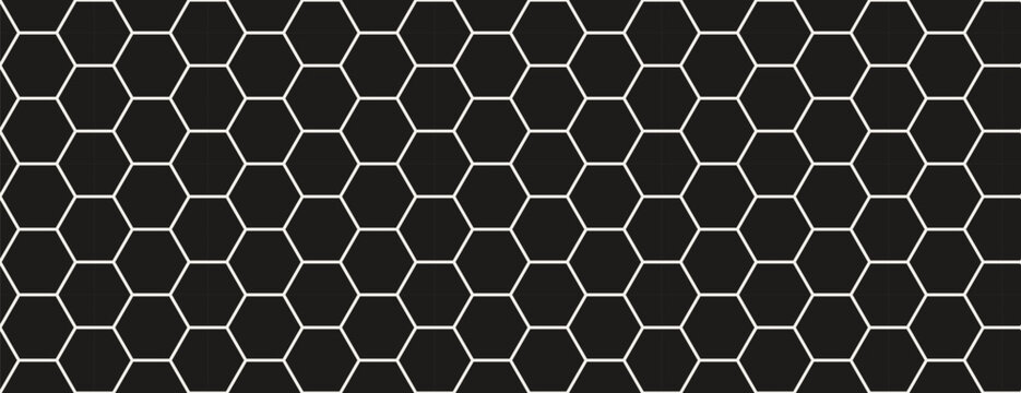 Metal hexagon carbon with honeycomb fiber background and pattern material tile. Surface network molecular with seamless metal structure and solid black repeat. Cell industrial metal.