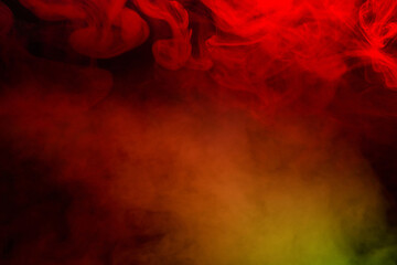 Orange and red steam on a black background.