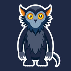 Naklejka premium Cartoon lemur illustration with furry details and bold color