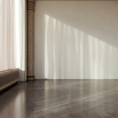 Fototapeta premium Large illustration 3D rendering luxury modern bright interiors Living room mockup with Couch and Ceiling Fan Ventilation