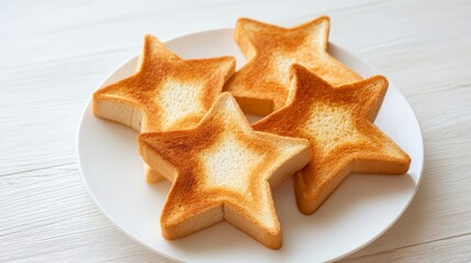 Cute Star-Shaped Toast Slices for Kids' Breakfast Menu and Creative Meals