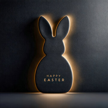 Gold outlined Pascha cake silhouette on black for sleek minimalist Easter celebration postcard