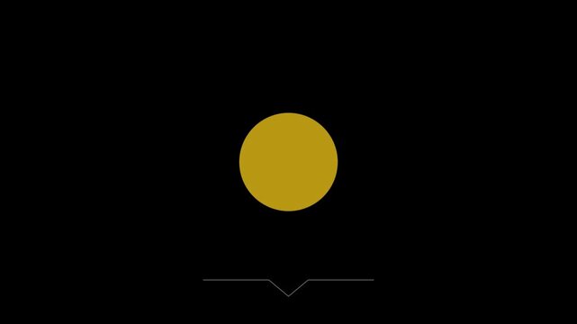 Abstract minimalist yellow eye character blinking and looking around with mouth animation on black background.