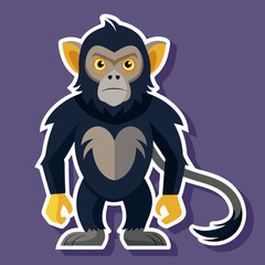 Fototapeta premium Flat style cartoon monkey illustration on purple background