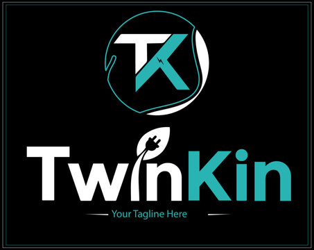 Modran look logo design Twin Kin ( TK) logo creative design brand kit + showroom logo design. vector design Twin kin logo.