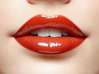 warm coral orange makeup trend close up cosmetic concept