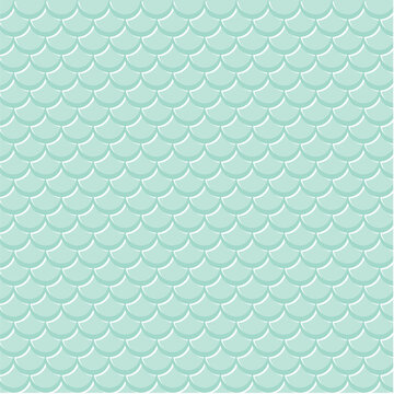 Mint green scallop seamless pattern inspired by mermaid scales. Soft pastel geometric background perfect for wallpaper, textile, baby decor and branding.