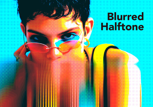 Motion Blurred Halftone Photo Effect