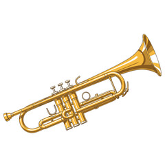 Obraz premium Golden trumpet illustration on white background for music and arts themes