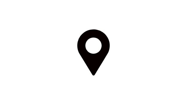 Minimalistic location pin icon animation with bouncing motion on white background for map navigation interface design
