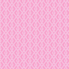 Monochrome pink seamless geometric pattern with diagonal diamonds and linear details. Trendy abstract repeat for fashion textiles, stationery, and surface design.