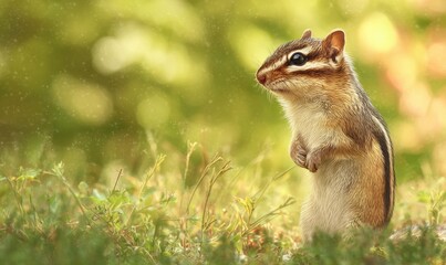 Obraz premium A small squirrel is standing in the grass