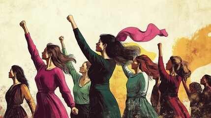 Naklejka premium watercolor of women, March 8 International Womens Day