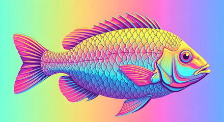 Fototapeta premium A colorful fish with scales, fins, and a detailed design against a vibrant background
