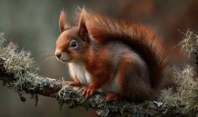 Obraz premium A squirrel is sitting on a branch