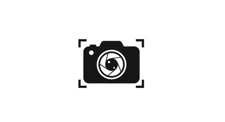 Black Camera Icon with Lens Focus.