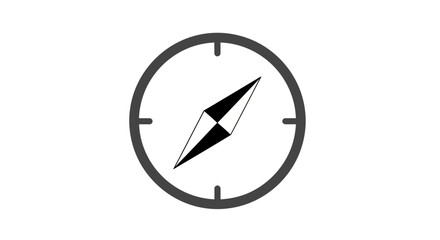 Black Compass Icon on White Background.