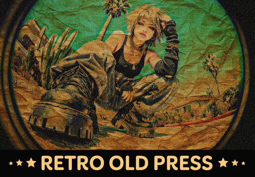 Retro Pulp Old Press Print Photo Effect