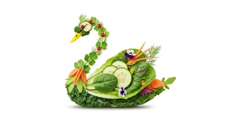 Creative swan salad, healthy food art